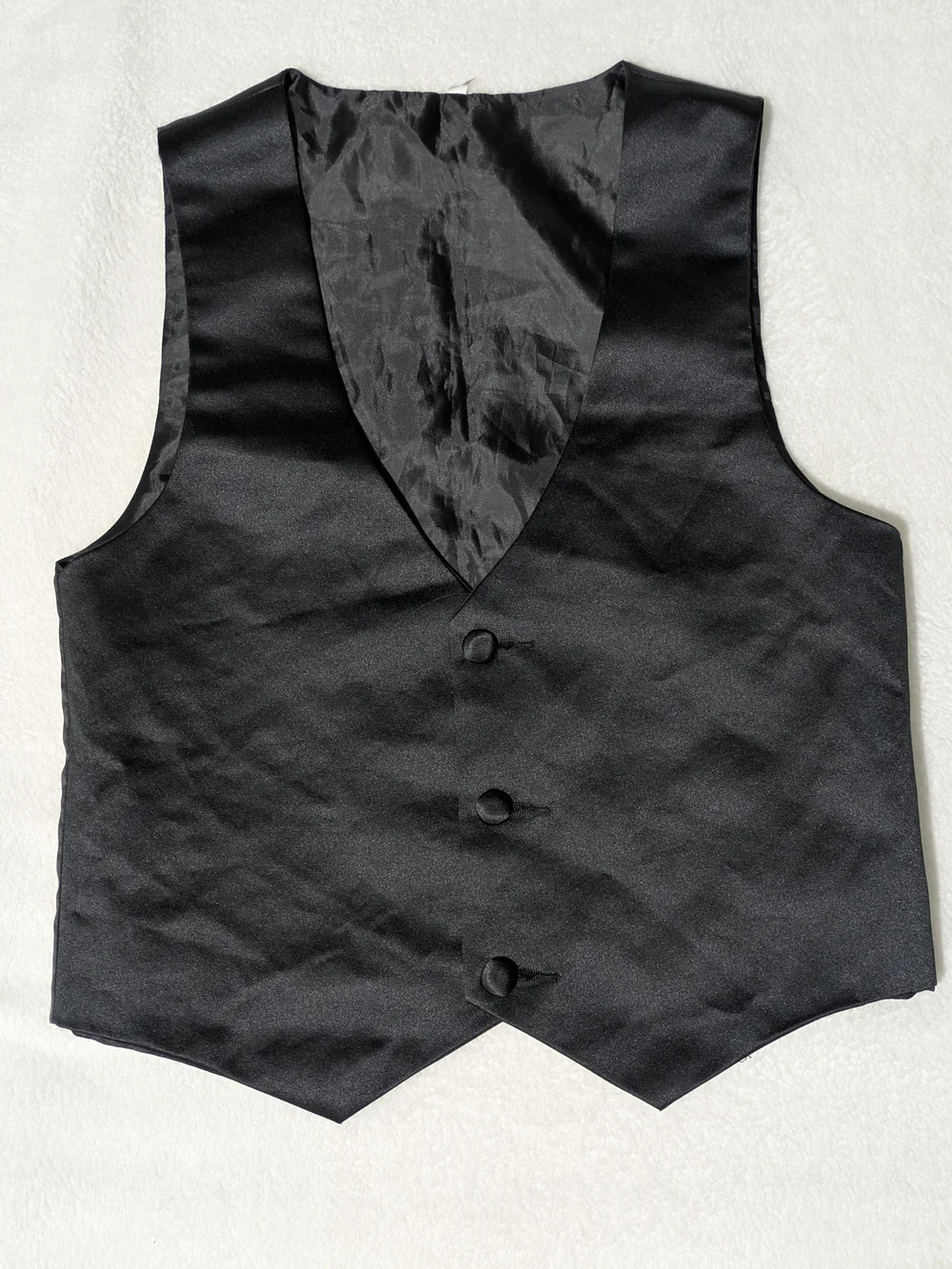 Boy's Youth Formal Satin Tuxedo Vest - Black - Size 12